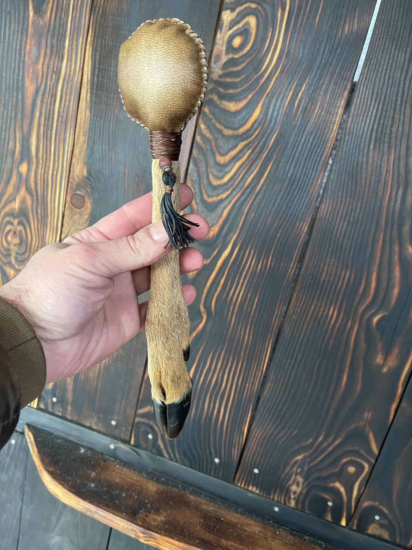 Shamanic rattle Roe deer leg