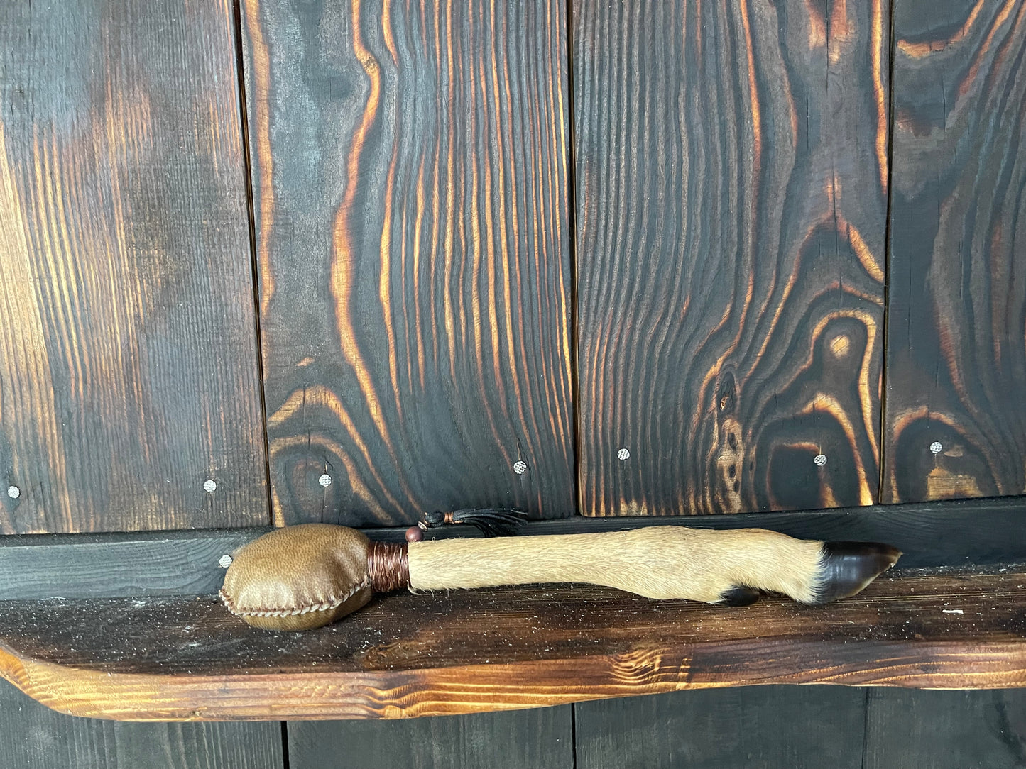 Shamanic rattle Roe deer leg