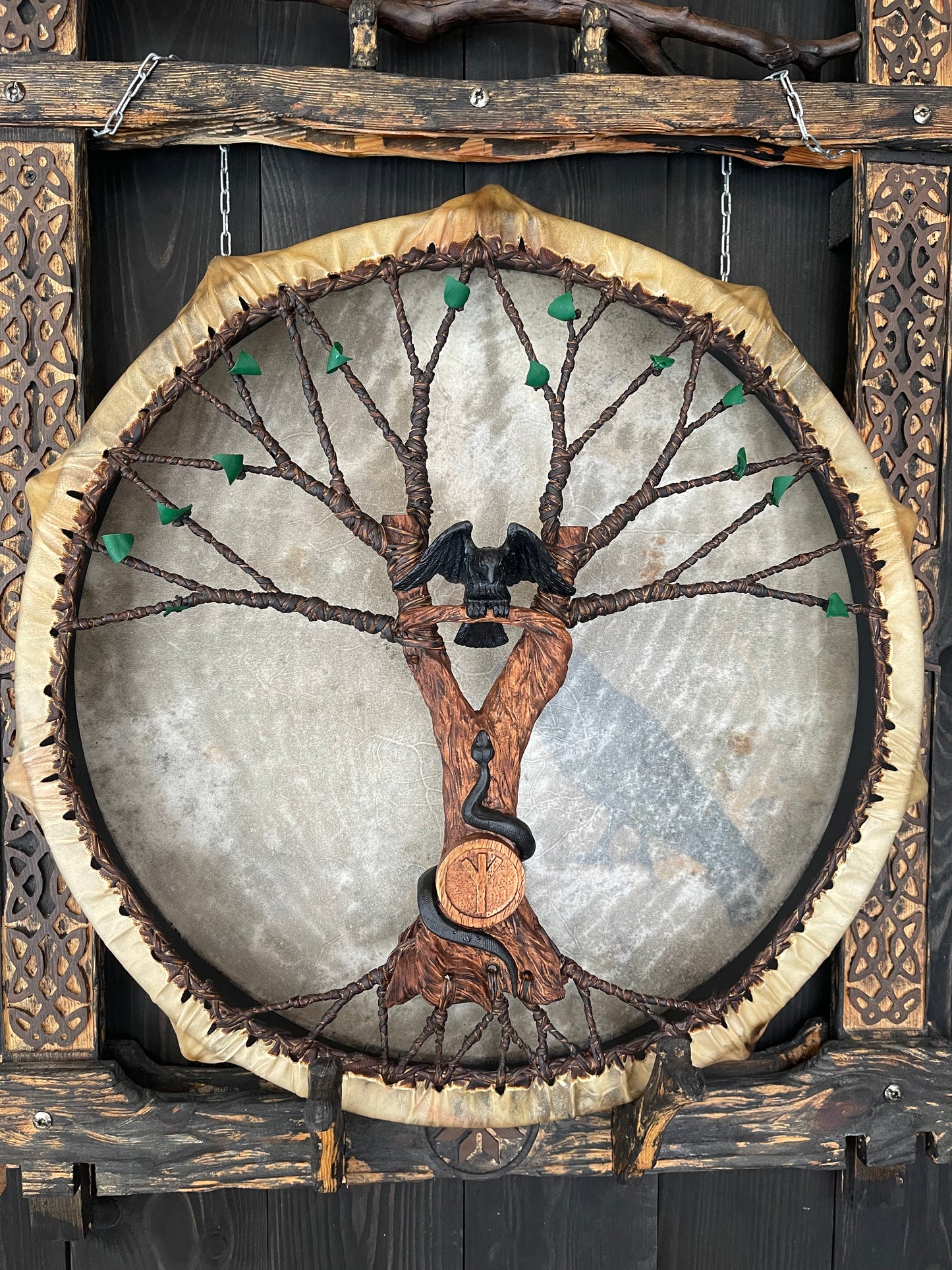 Shaman drum Raven and Snake 24ʼ