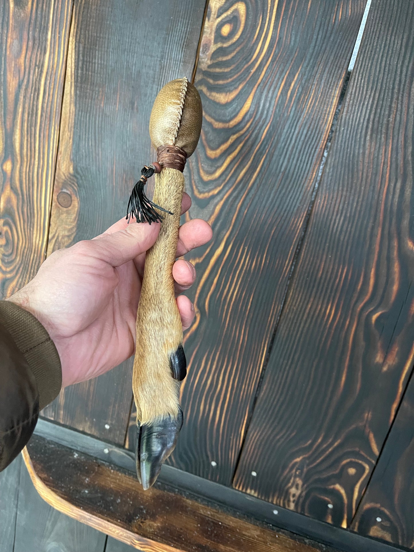 Shamanic rattle Roe deer leg