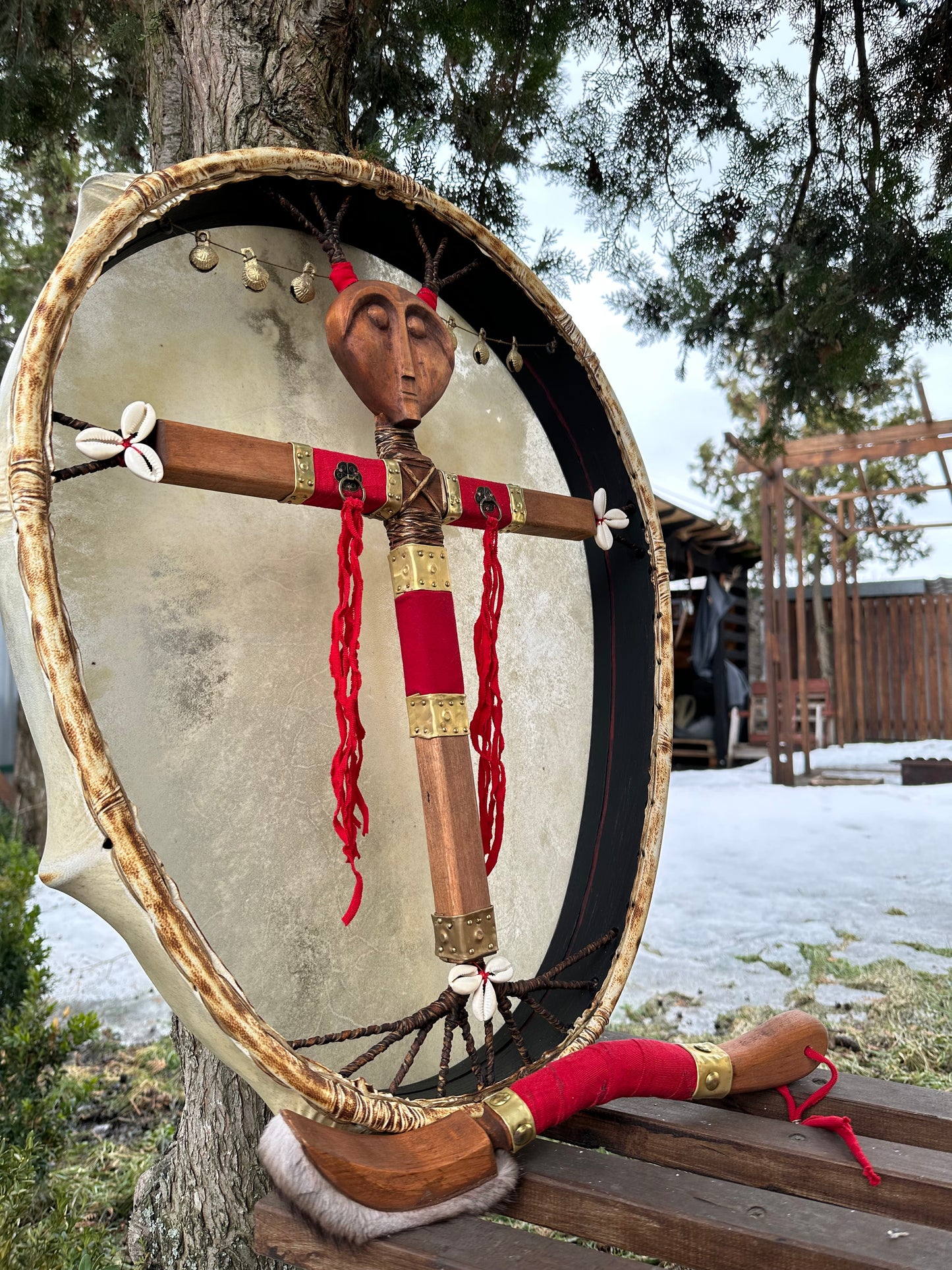Siberian Drum 'White Shaman' — 24/20" Oval