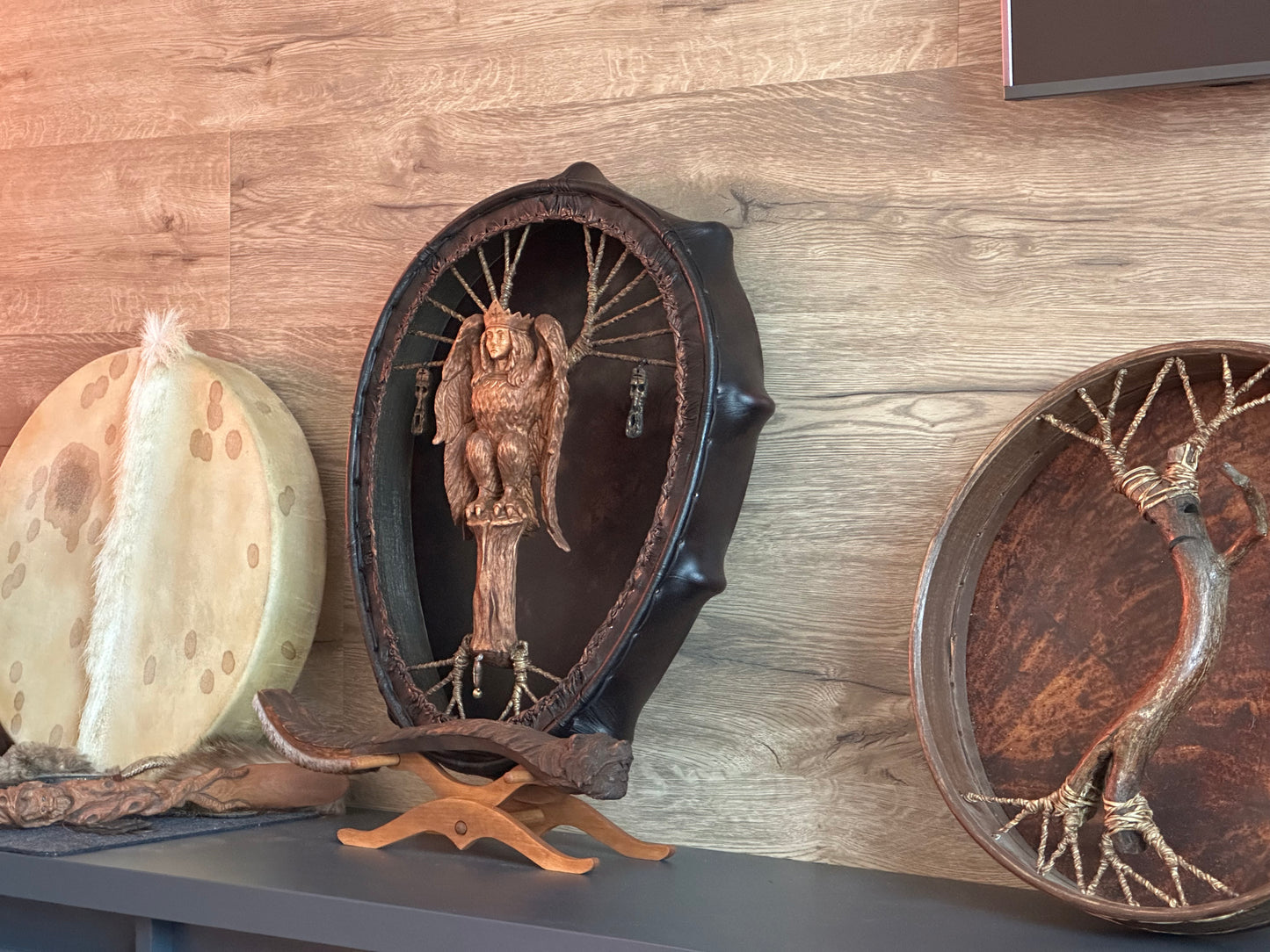 Shamanic Drum 'Gamayun Bird' 20/18" — Slavic Totem Oval