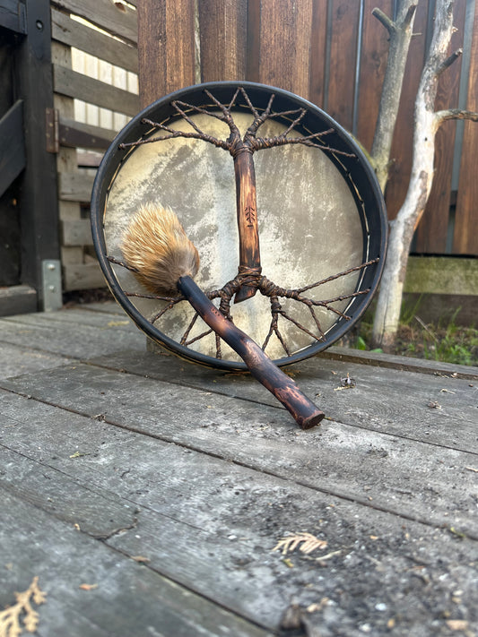 Shaman Drum for Beginners — 12" Round Tree of Life