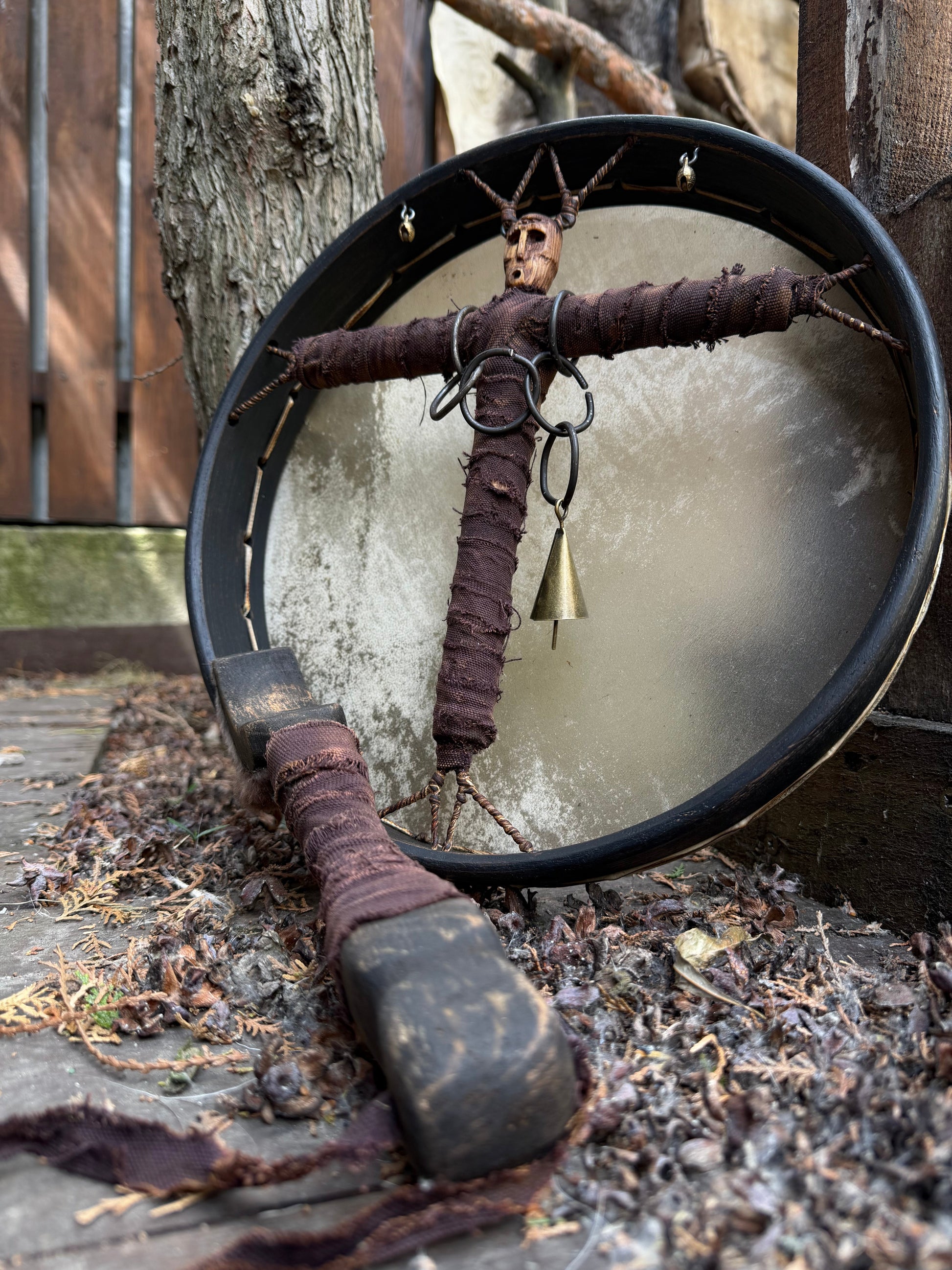 Beater detail — pine with beaver fur