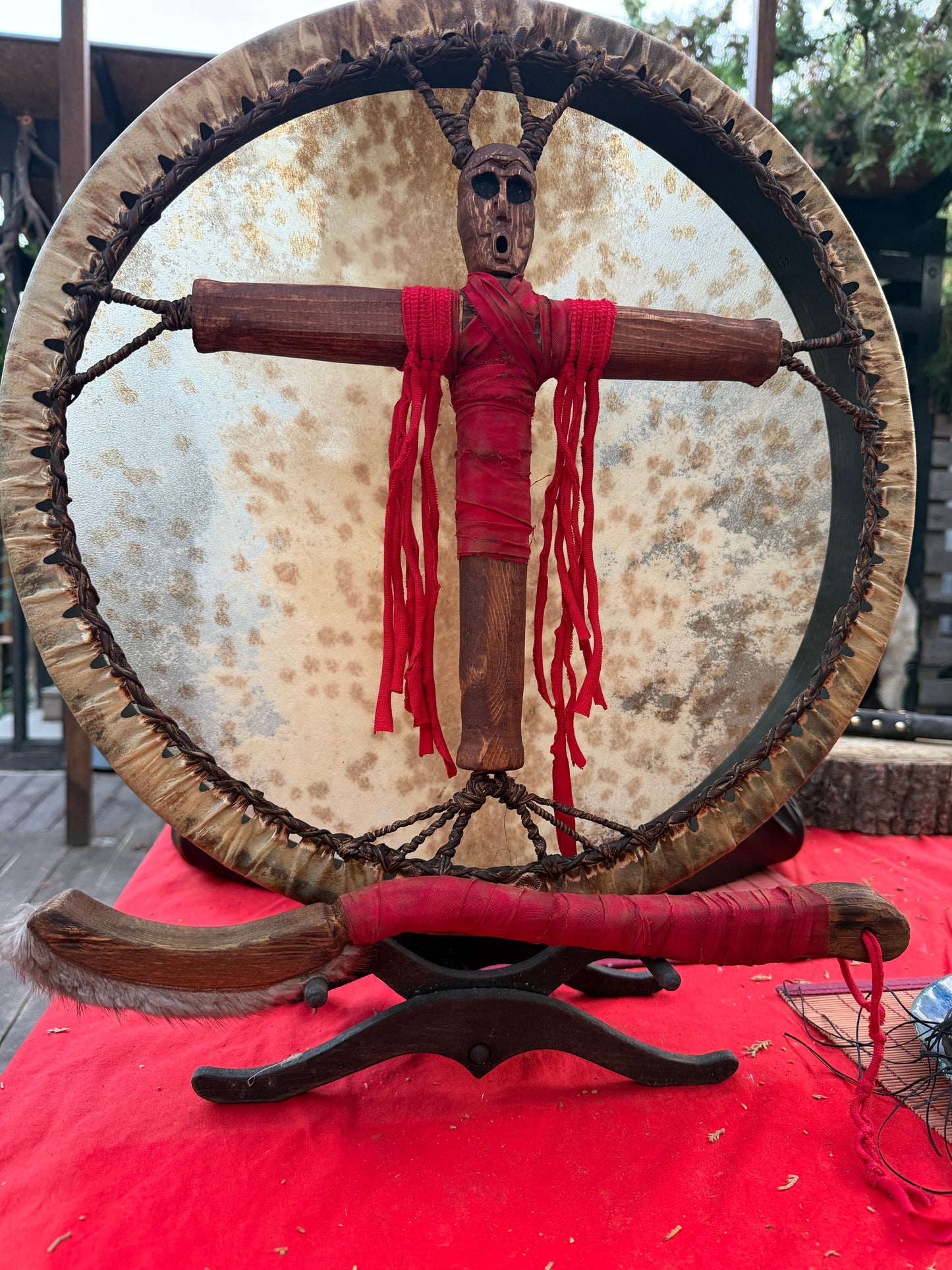 Siberian Shamanic Drum 18" — Cross-Handle