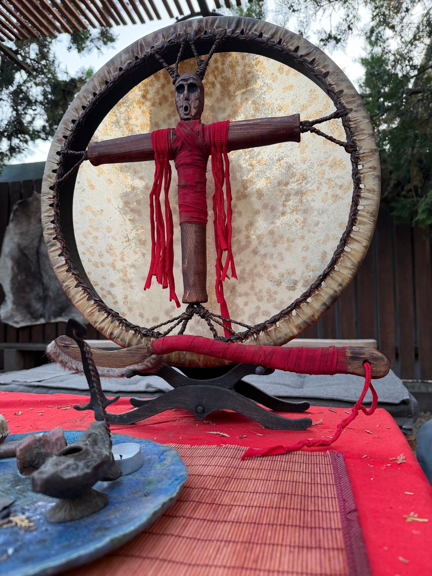 Siberian Shamanic Drum 18" — Cross-Handle
