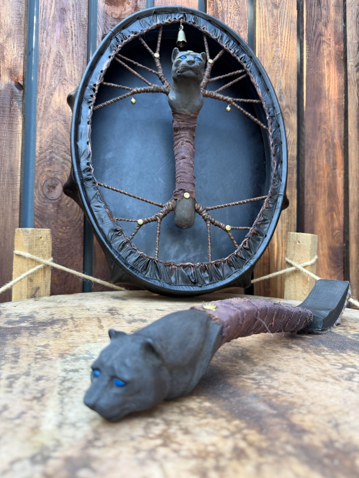 Shamanic Drum 'The Black Panther' — 24/20" Oval