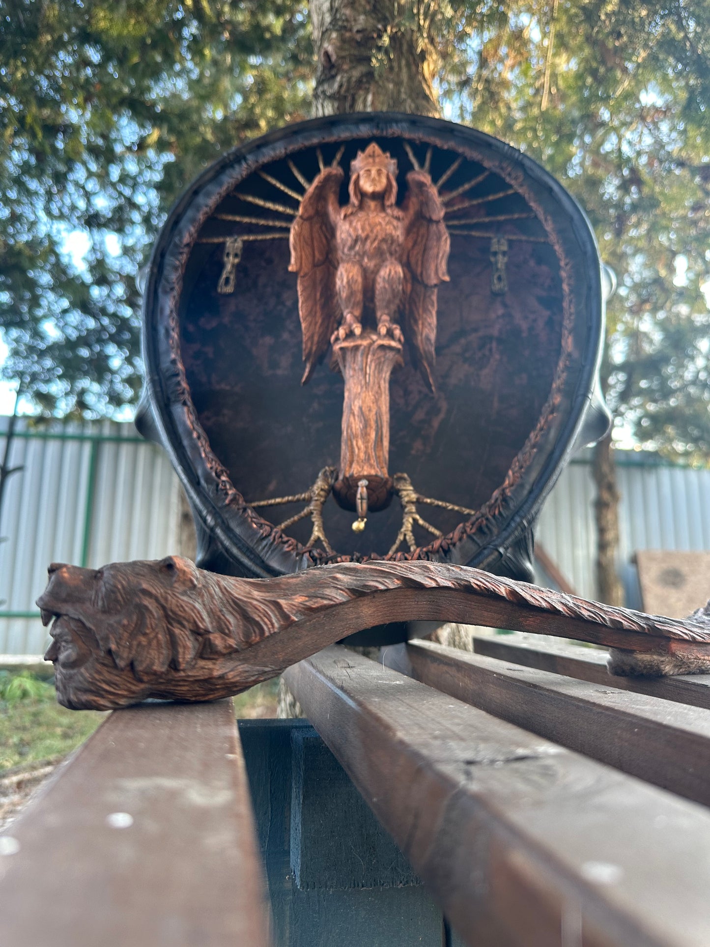 Shamanic Drum 'Gamayun Bird' 20/18" — Slavic Totem Oval