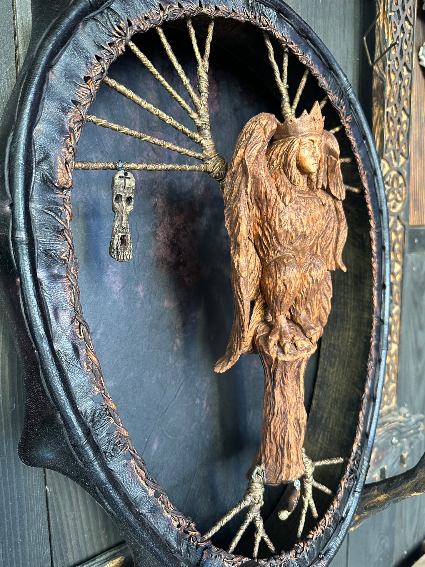 Shamanic Drum 'Gamayun Bird' 20/18" — Slavic Totem Oval