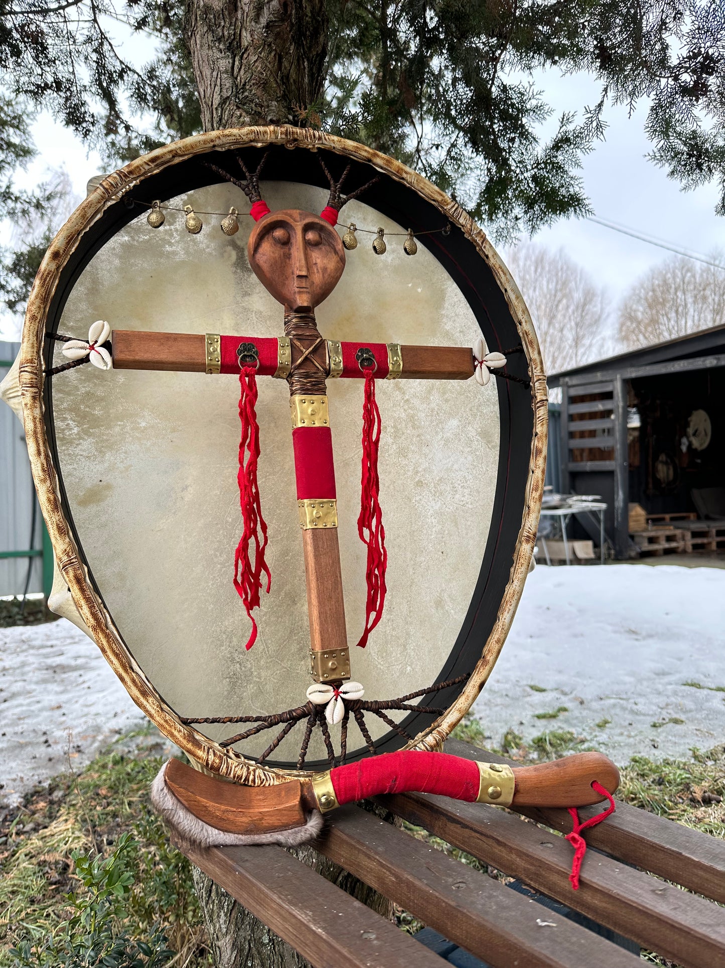 Siberian Drum 'White Shaman' — 24/20" Oval