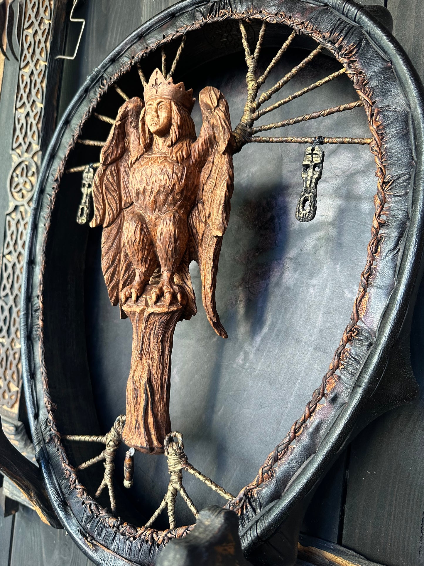 Shamanic Drum 'Gamayun Bird' 20/18" — Slavic Totem Oval