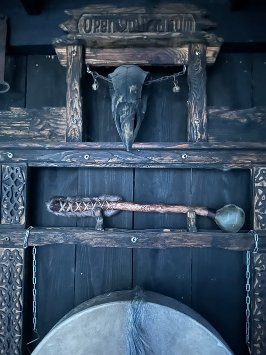 Shamanic rattle and beater (two sides )