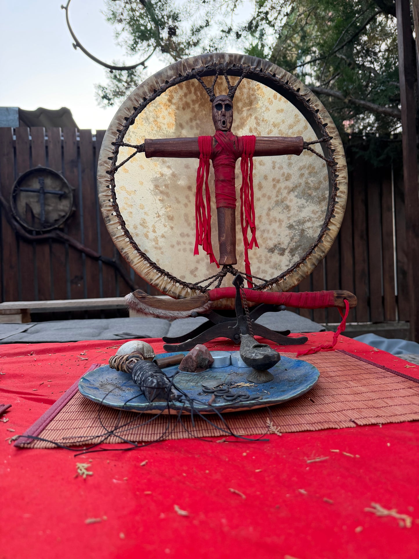 Siberian Shamanic Drum 18" — Cross-Handle