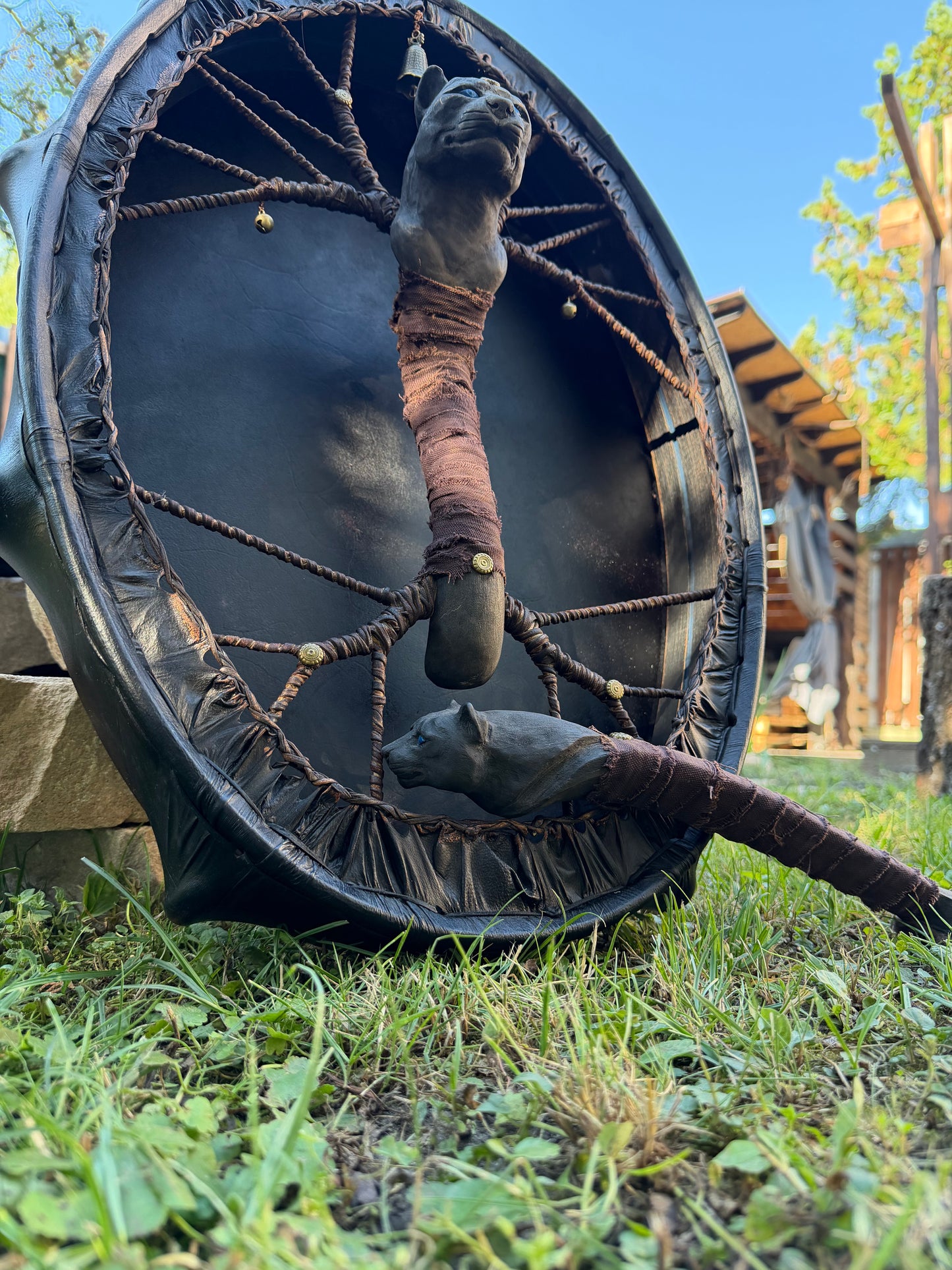 Shamanic Drum 'The Black Panther' — 24/20" Oval