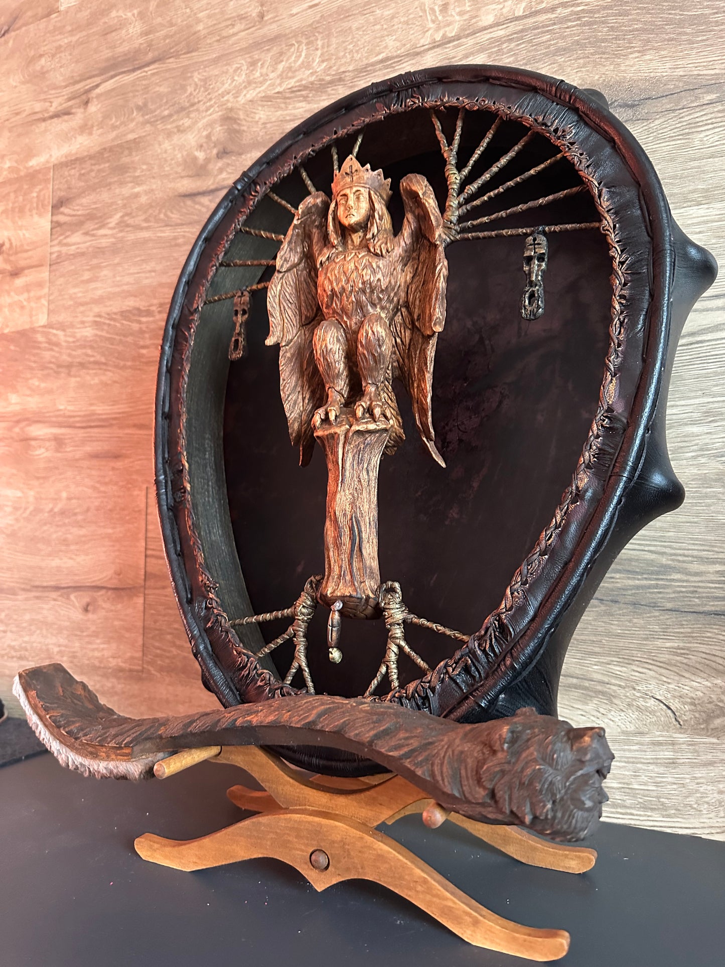 Shamanic Drum 'Gamayun Bird' 20/18" — Slavic Totem Oval