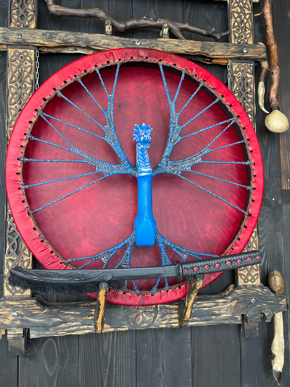 Shamanic Drum Blue Dragon — 24"