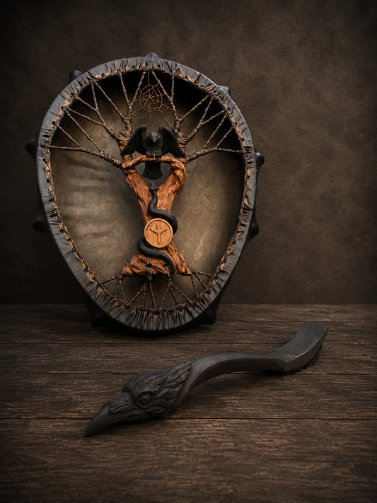 Shamanic Drum 'Raven and Snake' — 20/18" Oval