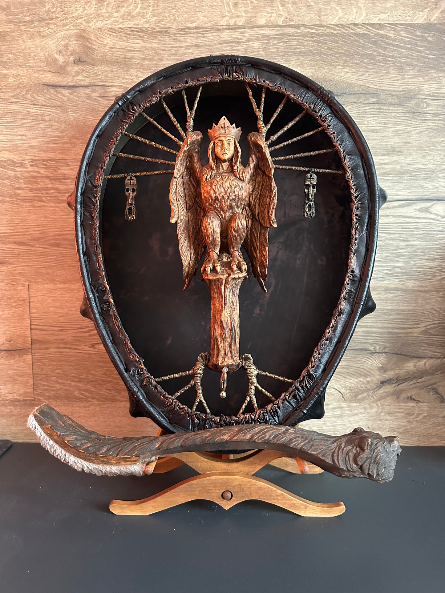 Shamanic Drum 'Gamayun Bird' 20/18" — Slavic Totem Oval