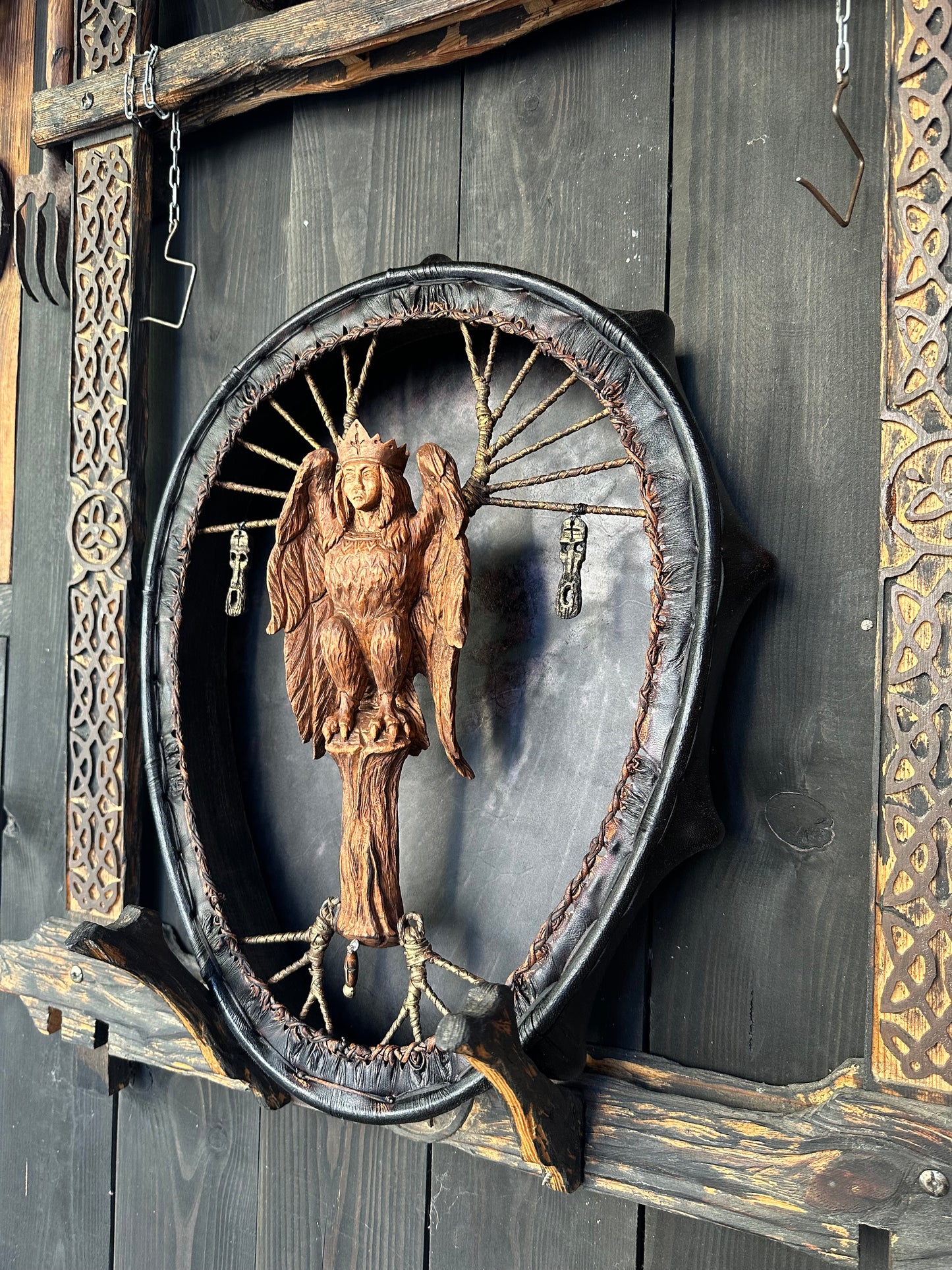 Shamanic Drum 'Gamayun Bird' 20/18" — Slavic Totem Oval