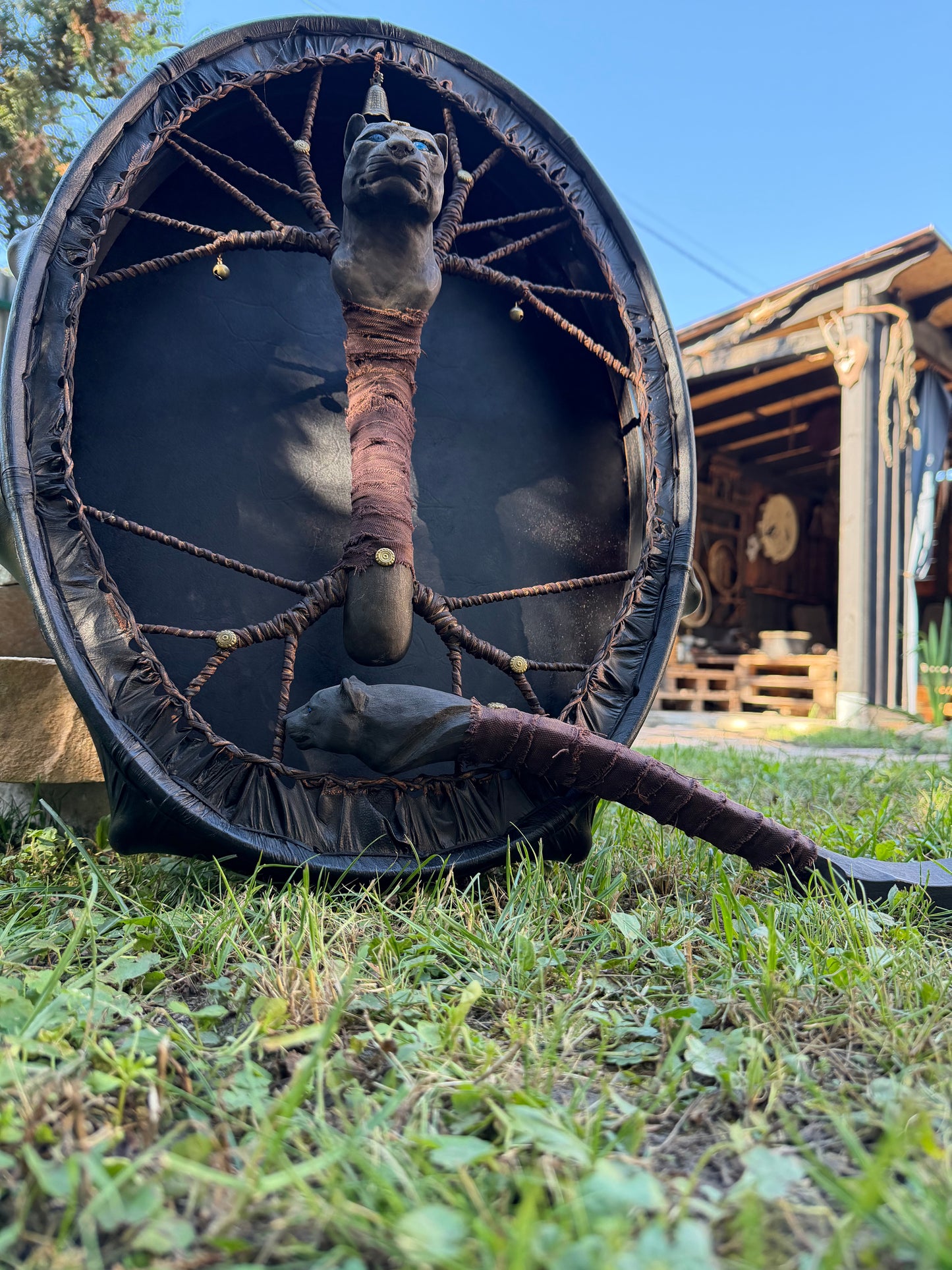 Shamanic Drum 'The Black Panther' — 24/20" Oval