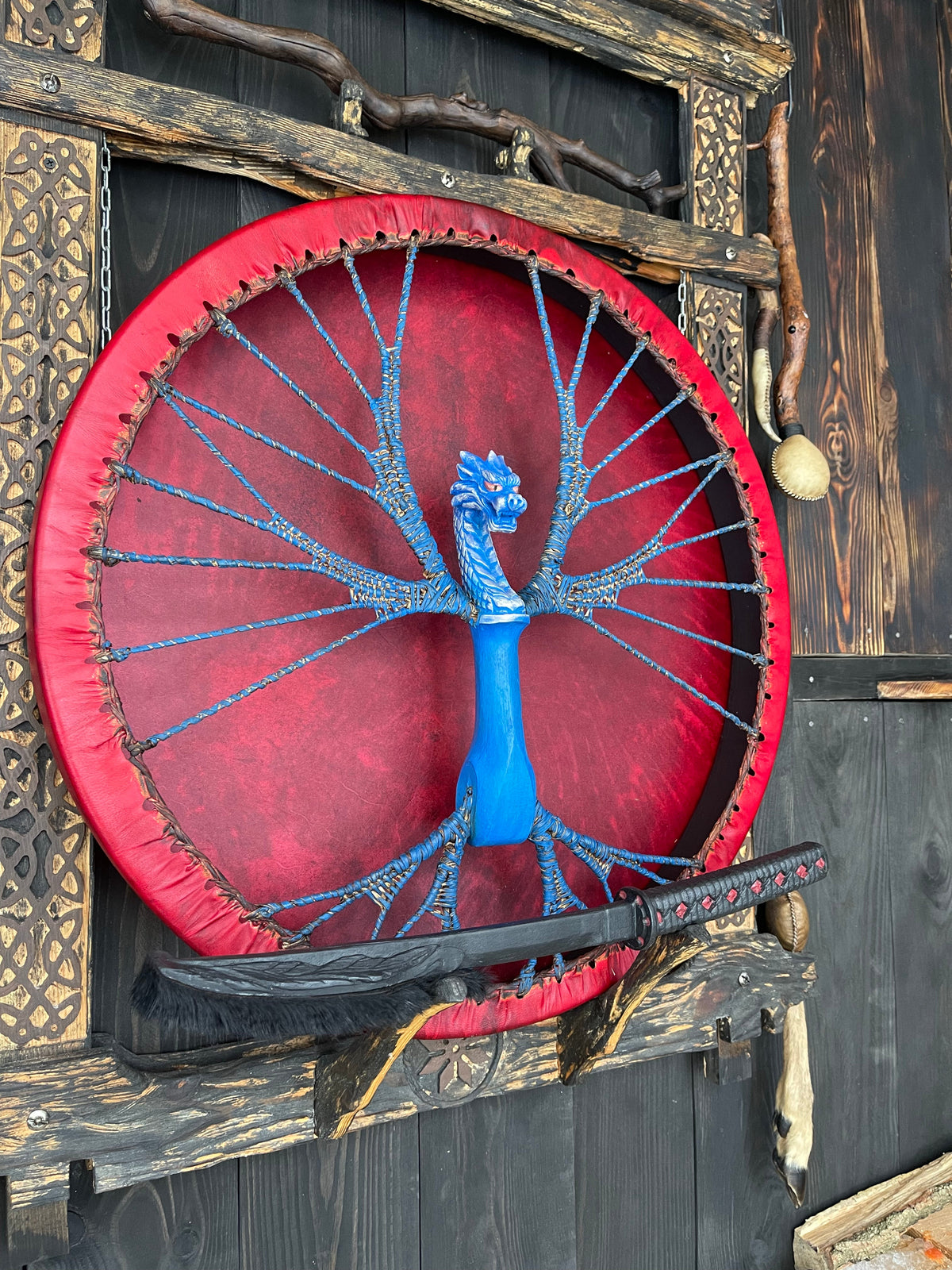Shamanic Drum Blue Dragon — 24"