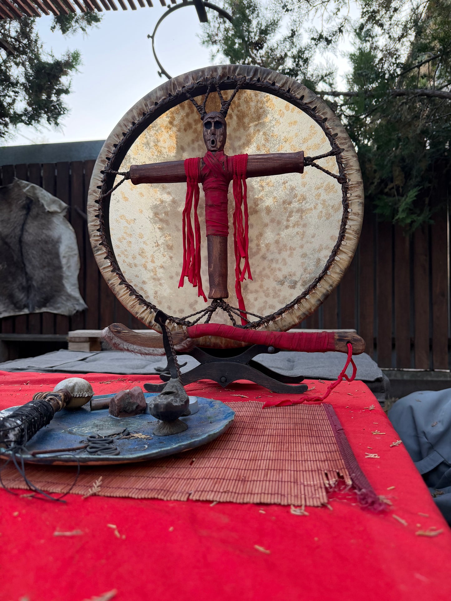Siberian Shamanic Drum 18" — Cross-Handle
