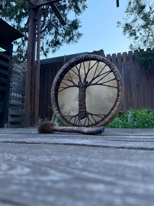 Tree of Life shamanic drum, 16 inch / 40 cm, front