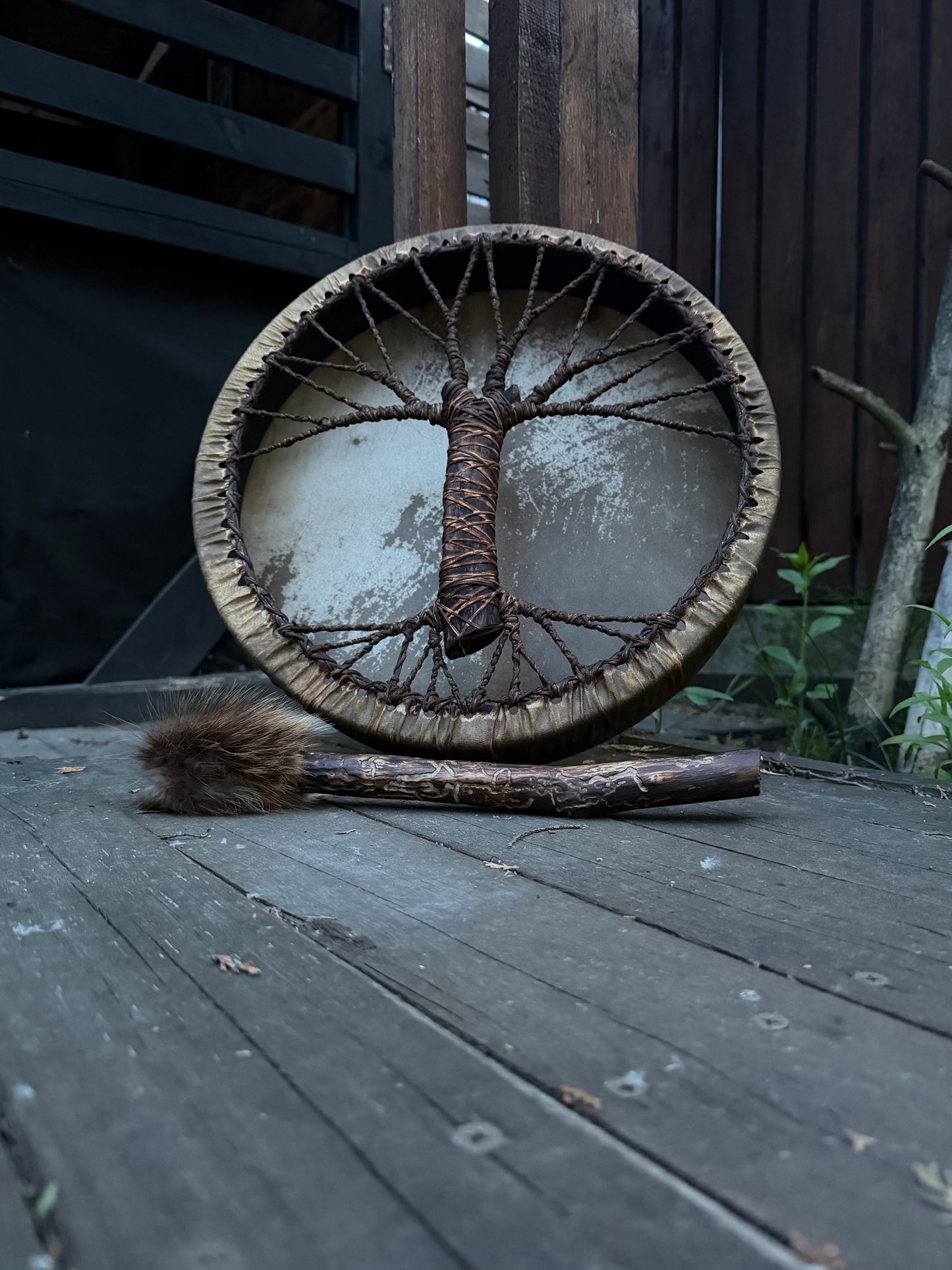 Tree of Life shamanic drum with beater
