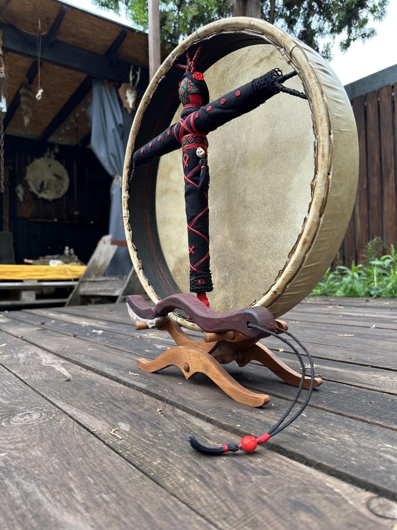 Shamanic Motanka Drum 16" — Ukrainian Folk