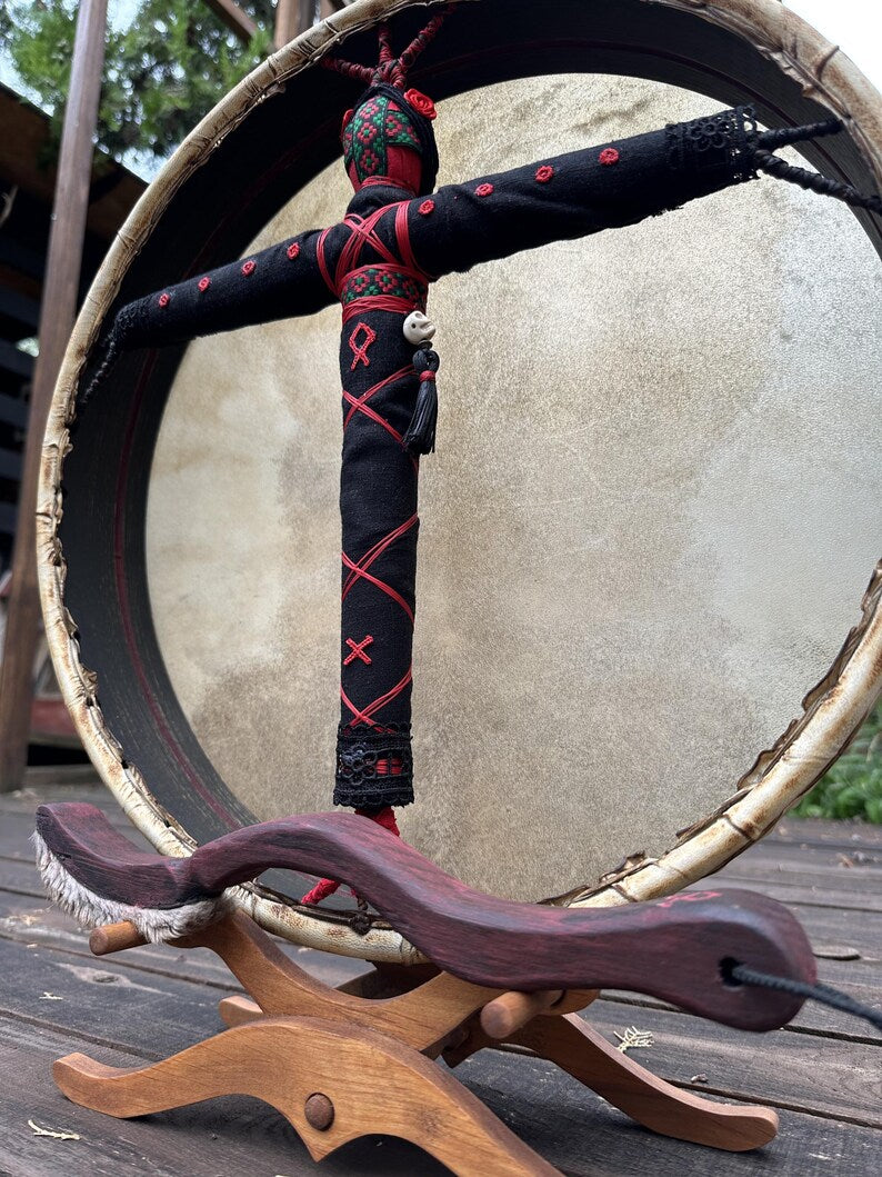 Shamanic Motanka Drum 16" — Ukrainian Folk