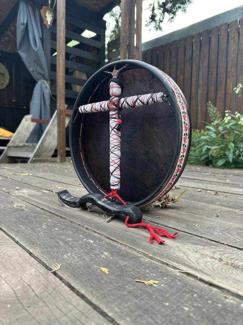 Shamanic Motanka Drum 12" — Ukrainian Folk