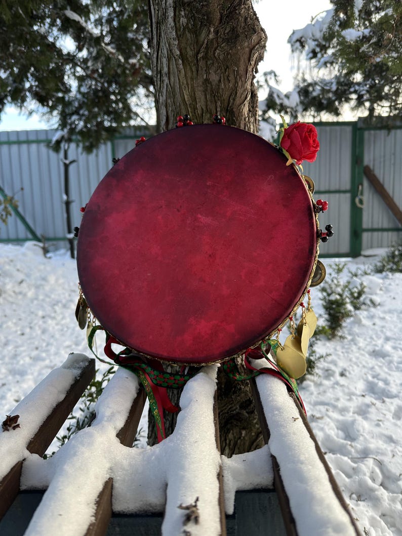 Romani / Hutsul Tambourine "Red Rose" 12"