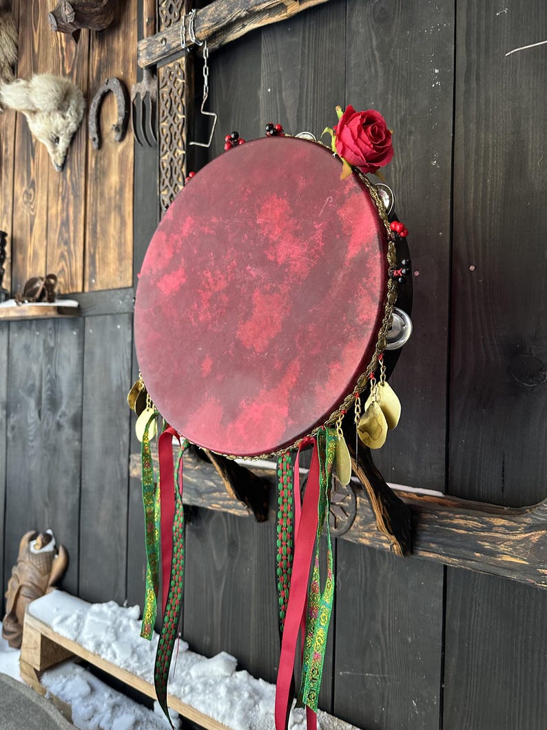 Romani / Hutsul Tambourine "Red Rose" 12"
