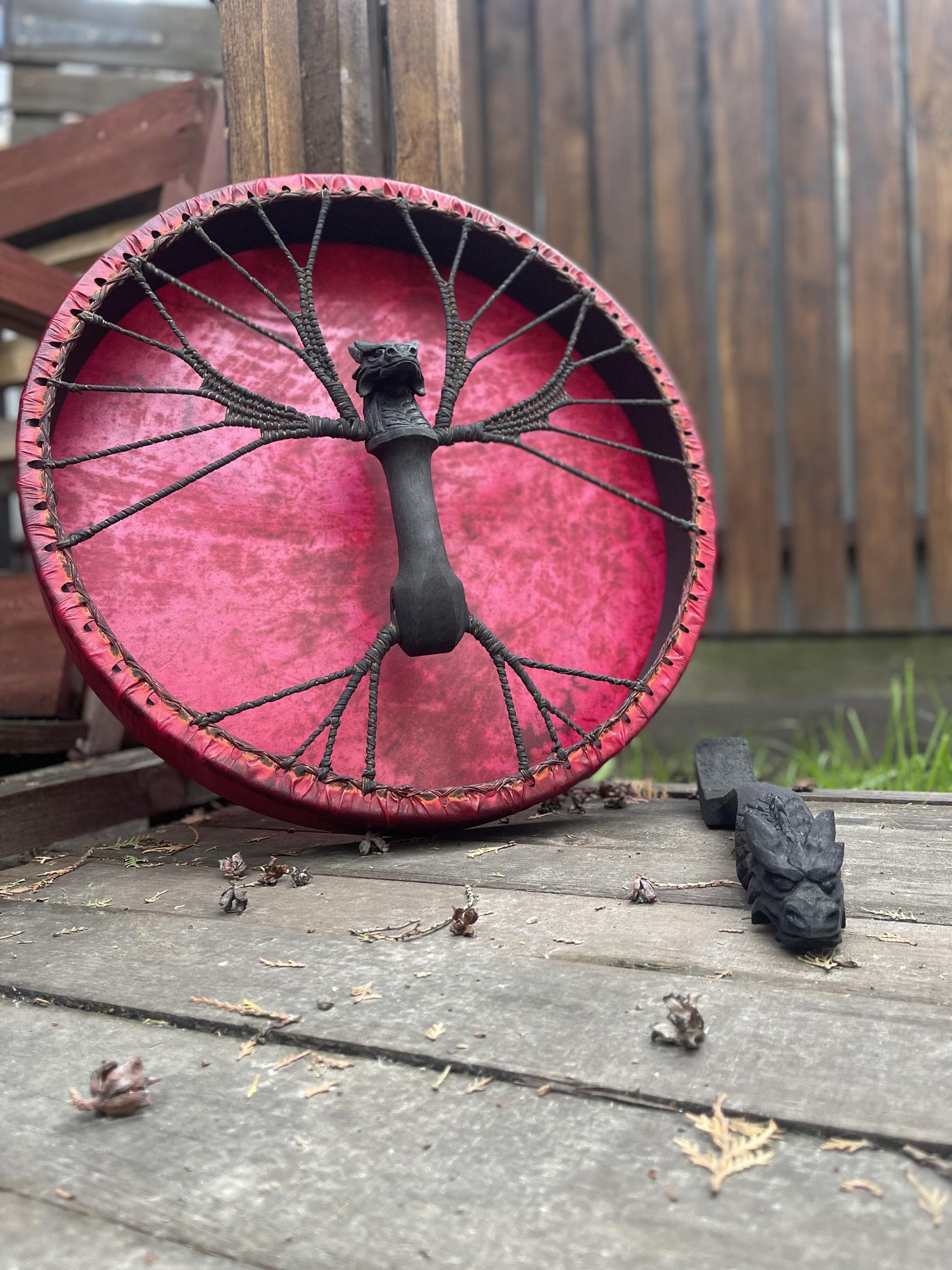 Black Dragon drum — red goat skin membrane