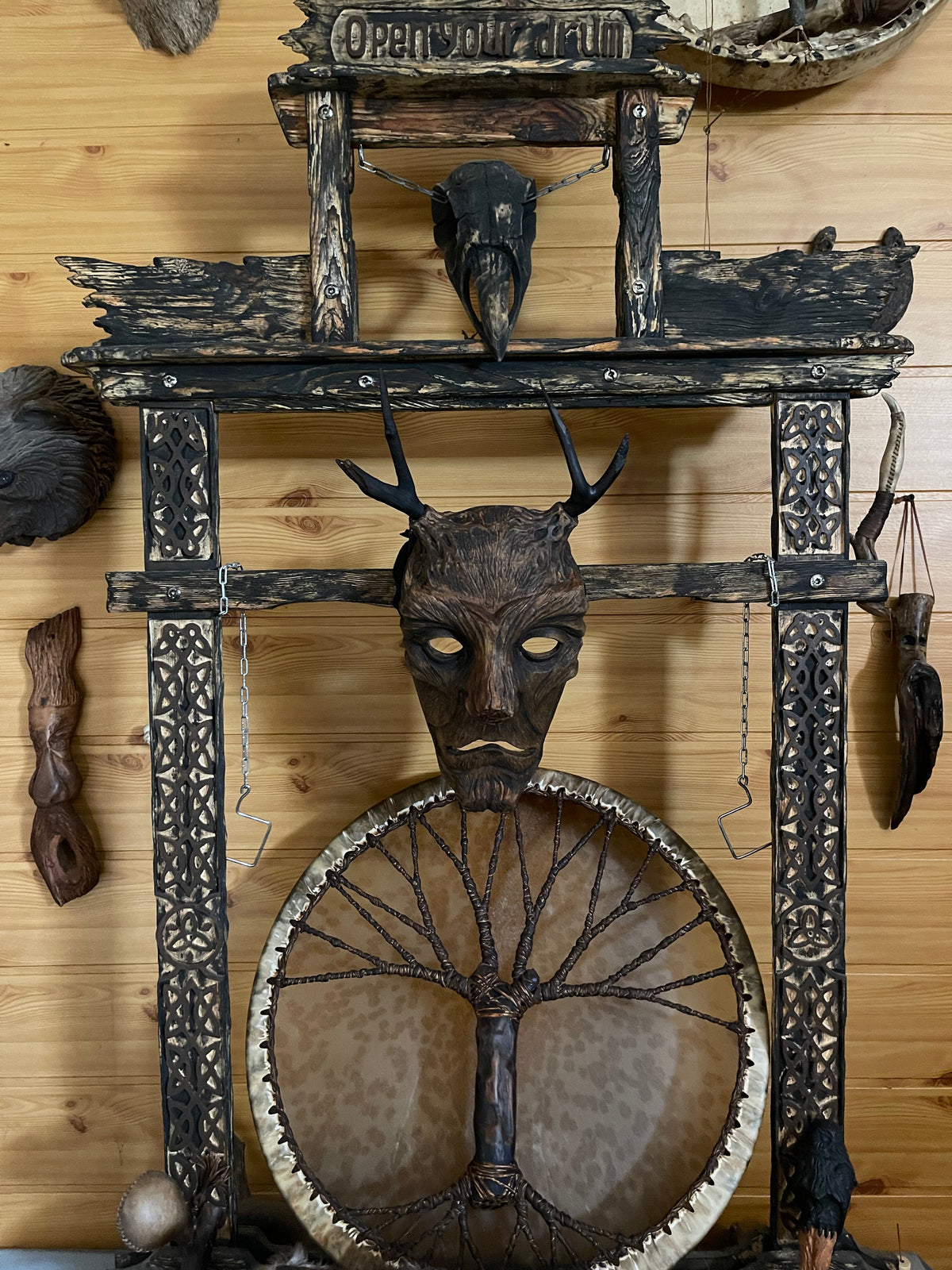 Shamanic Mask — Hand-Carved Ritual Mask