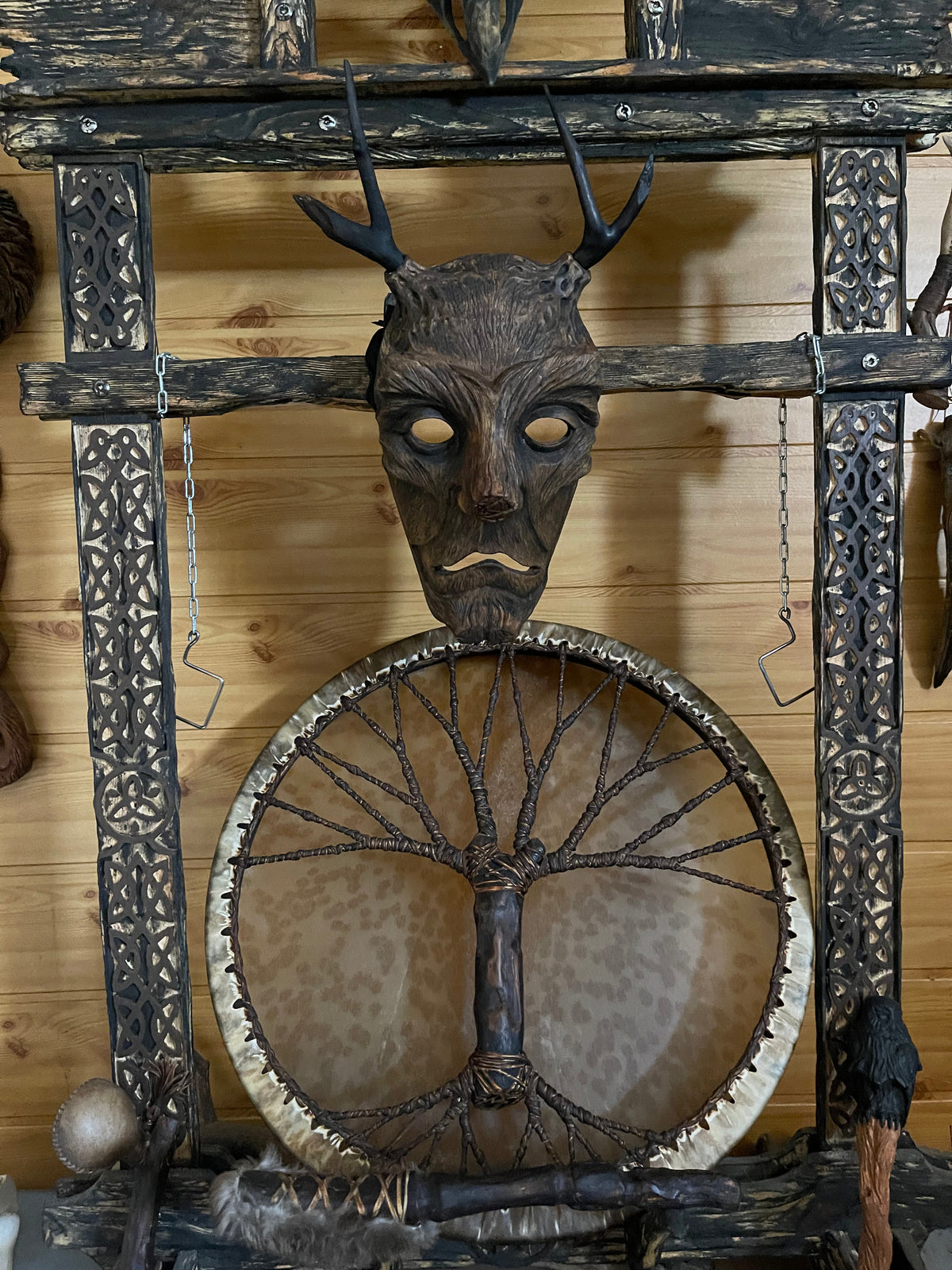 Shamanic Mask — Hand-Carved Ritual Mask